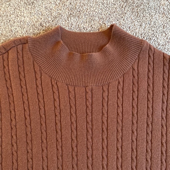 Abercrombie Mock Neck Mini Sweater Dress in Light Brown (S) - Picture 12 of 13